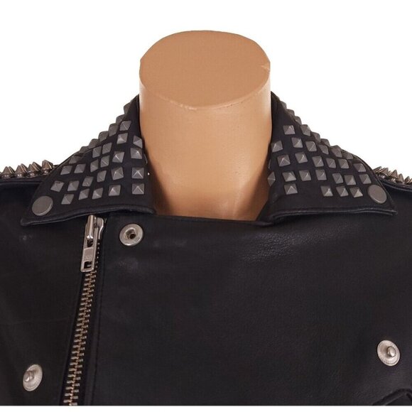 Muubaa Voisin Leather Studded Biker Jacket Size US 4 S Womens Black $700 - Picture 5 of 16